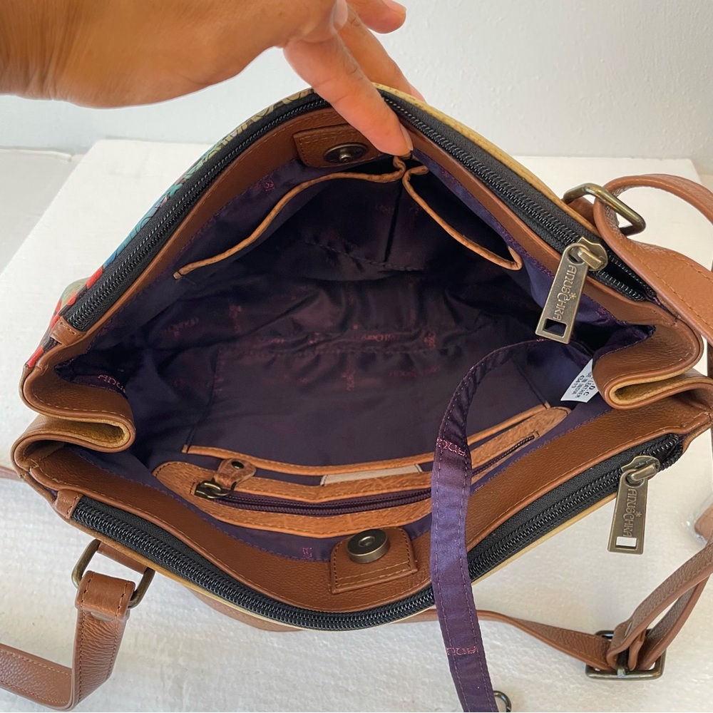 Anuschka Multicolor LARGE Dragonfly Crossbody Bag With Wallet - Picture 10 of 15